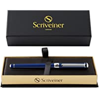 Bolígrafo Midnight Blue de Scriveiner- Magnífico Bolígrafo Roller Deluxe Cromado Azul Oscuro Noche- Recambio Tinta…